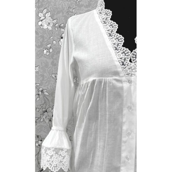SoieRose Victorian White Cotton Nightgown with Lace Trim – SR-1227 - Picture 4 of 9